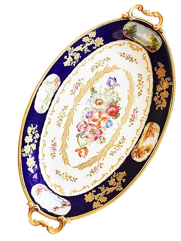 Centrotavola Blu dipinto con alzata, '900