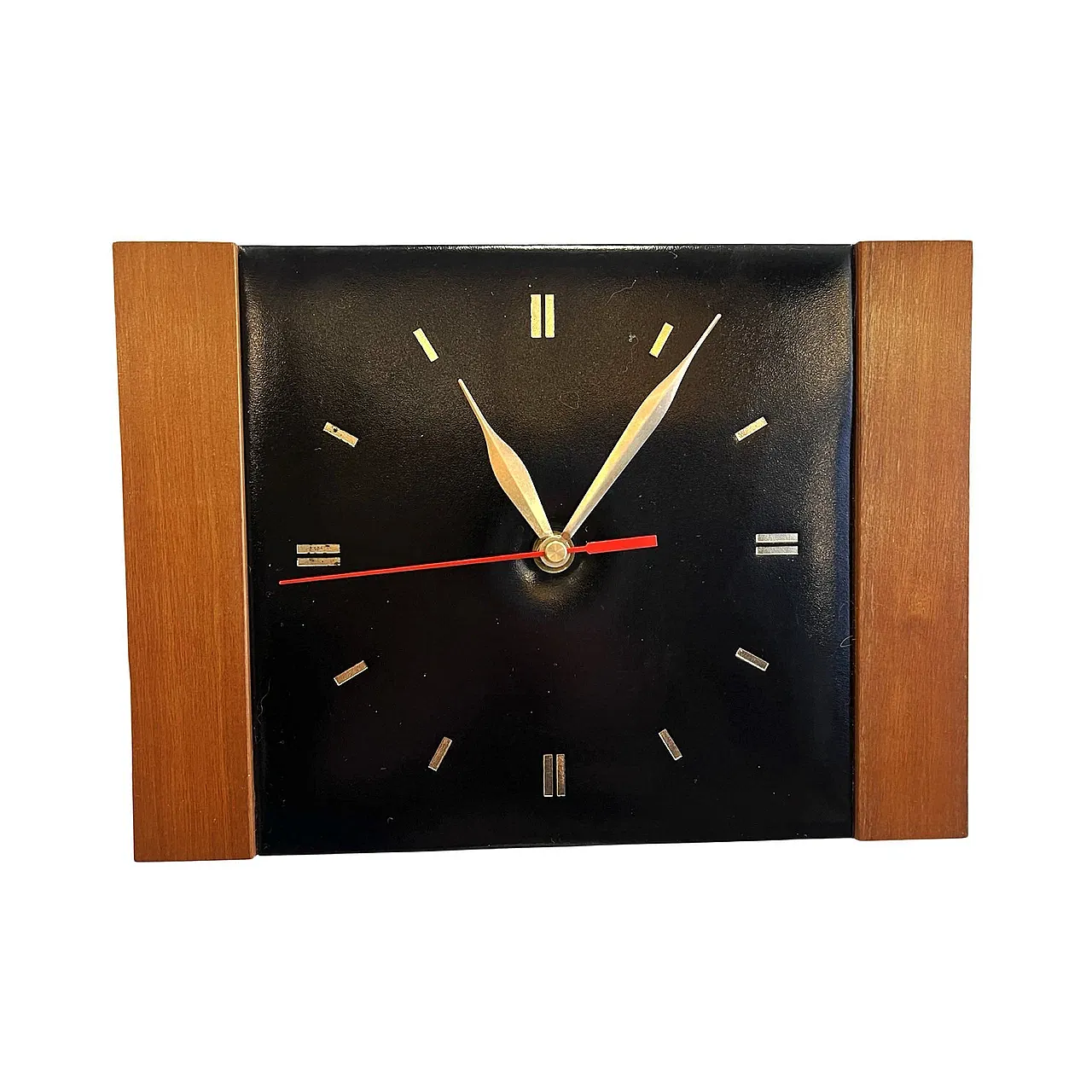 Modernist leather wall clock, Esquiere UK, 1970s 1