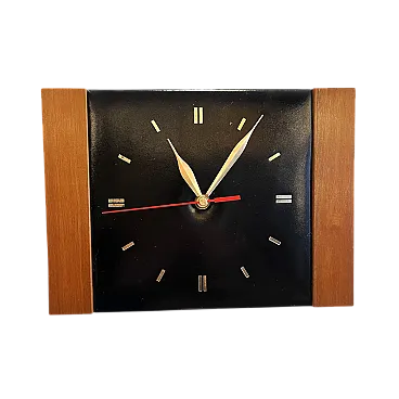 Modernist leather wall clock, Esquiere UK, 1970s