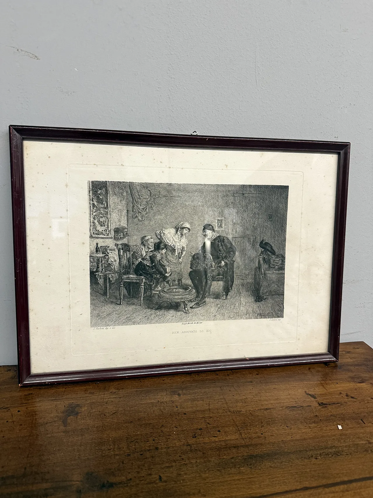 Incisione di Celestino Turletti. Ben arrivato Lo Zio, '800 1