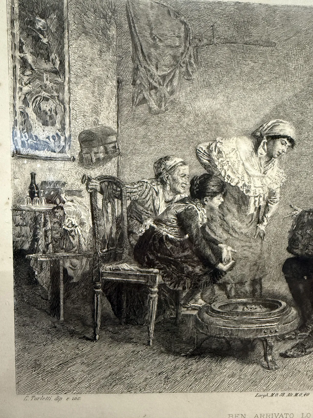 Incisione di Celestino Turletti. Ben arrivato Lo Zio, '800 8