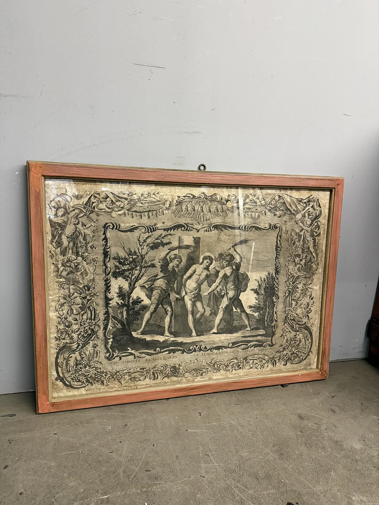 Etching of the flagellation of Christ, 16th century 1