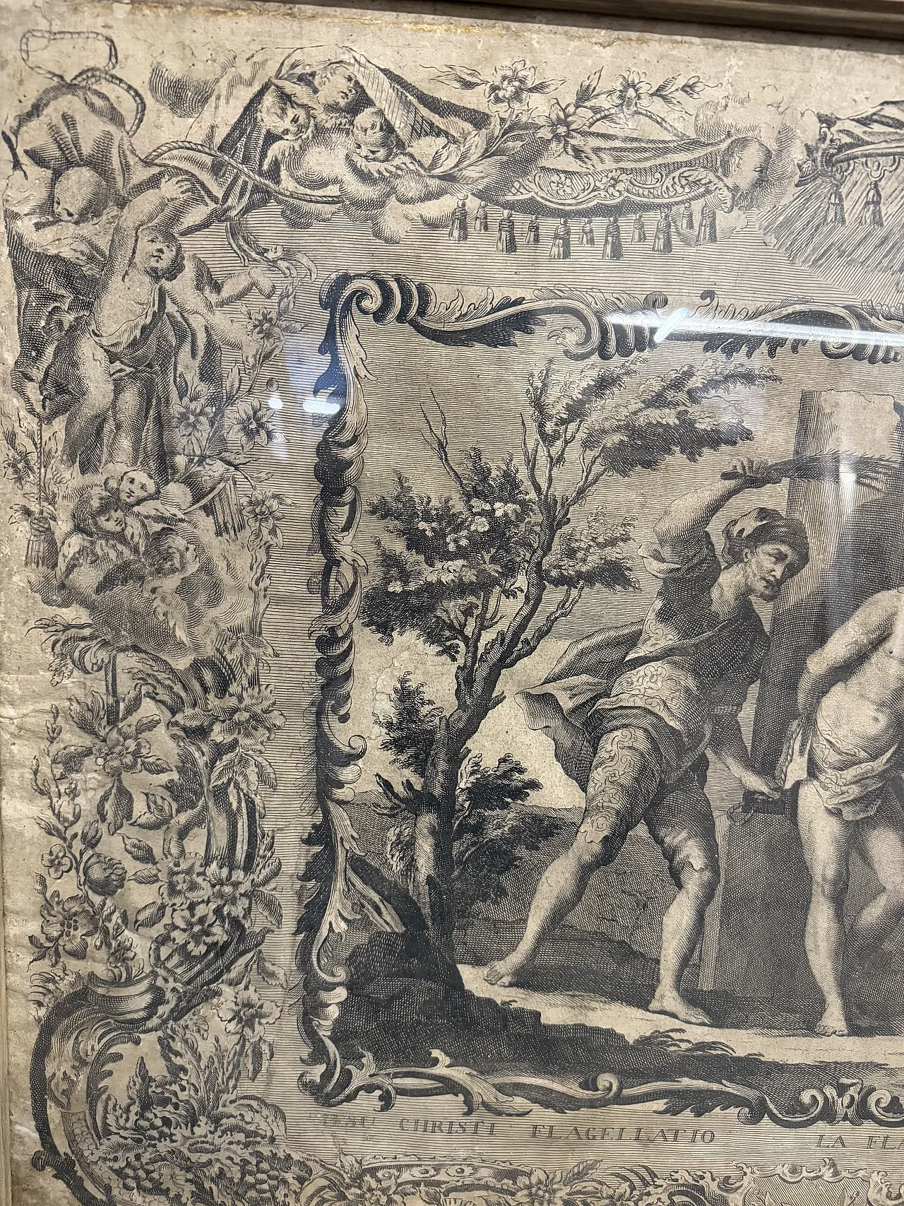 Etching of the flagellation of Christ, 16th century 4