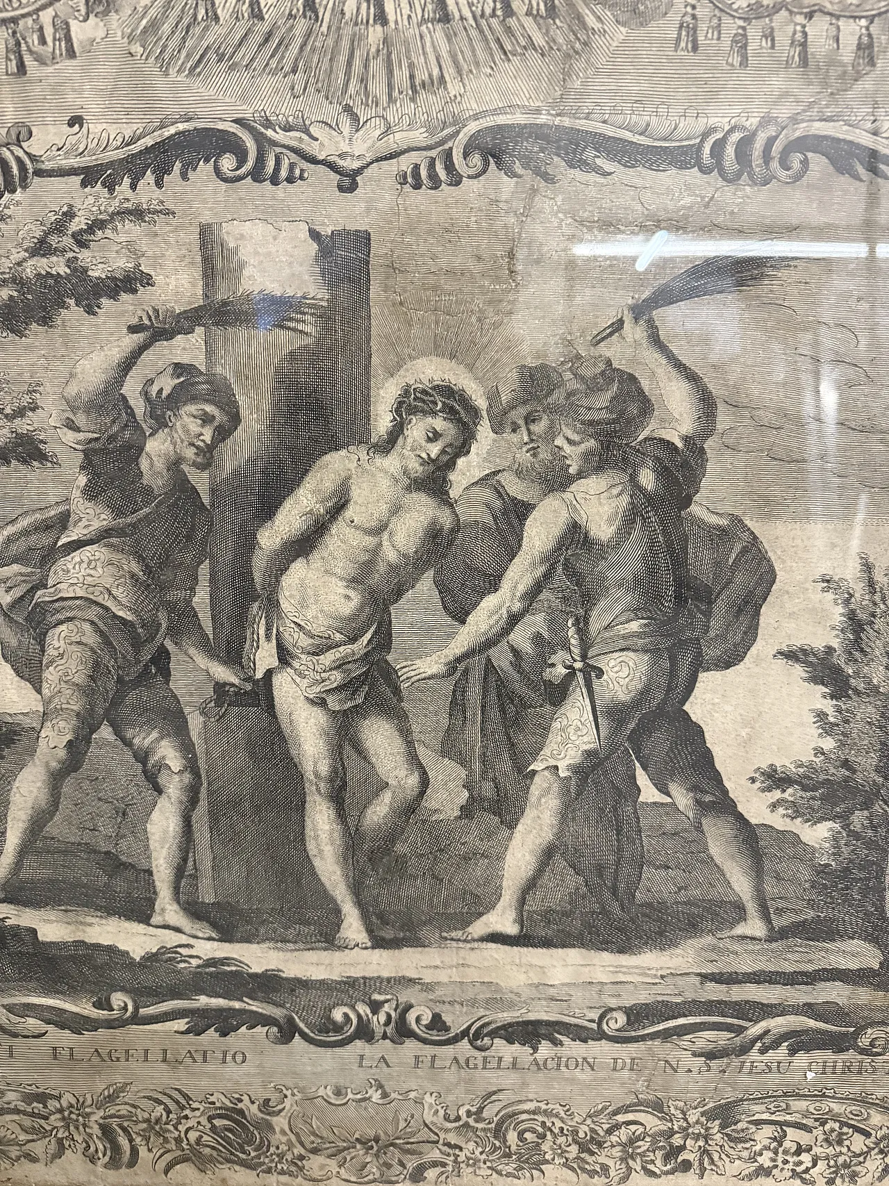 Etching of the flagellation of Christ, 16th century 6
