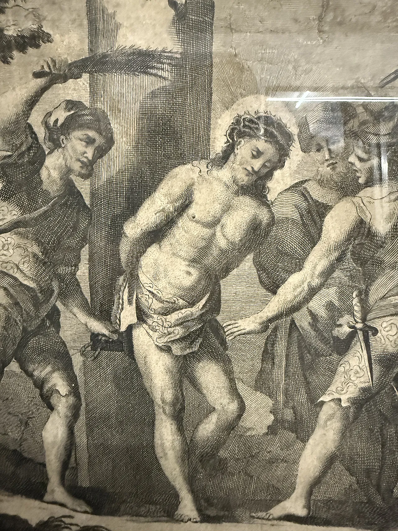 Etching of the flagellation of Christ, 16th century 7