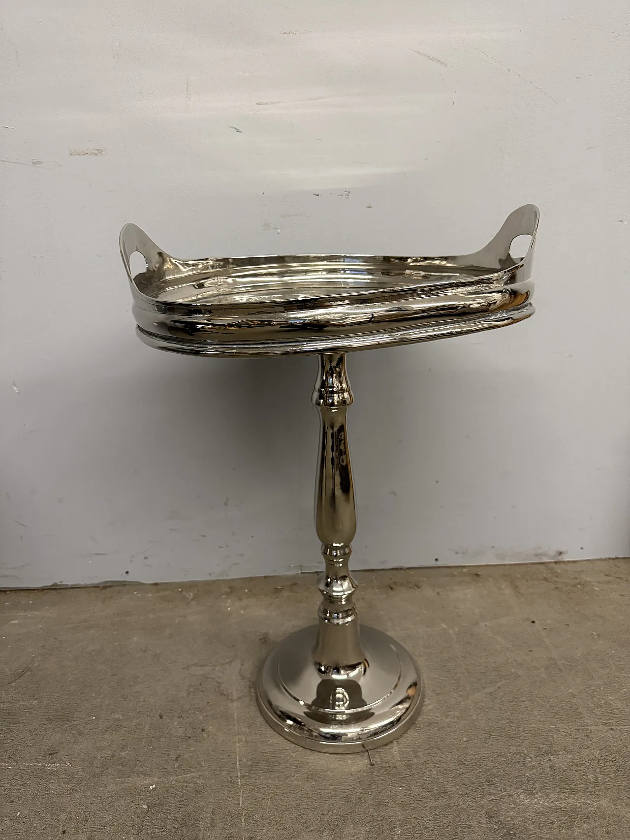 Tavolinetto vassoio, da nave, in metallo cromato, anni '30 1