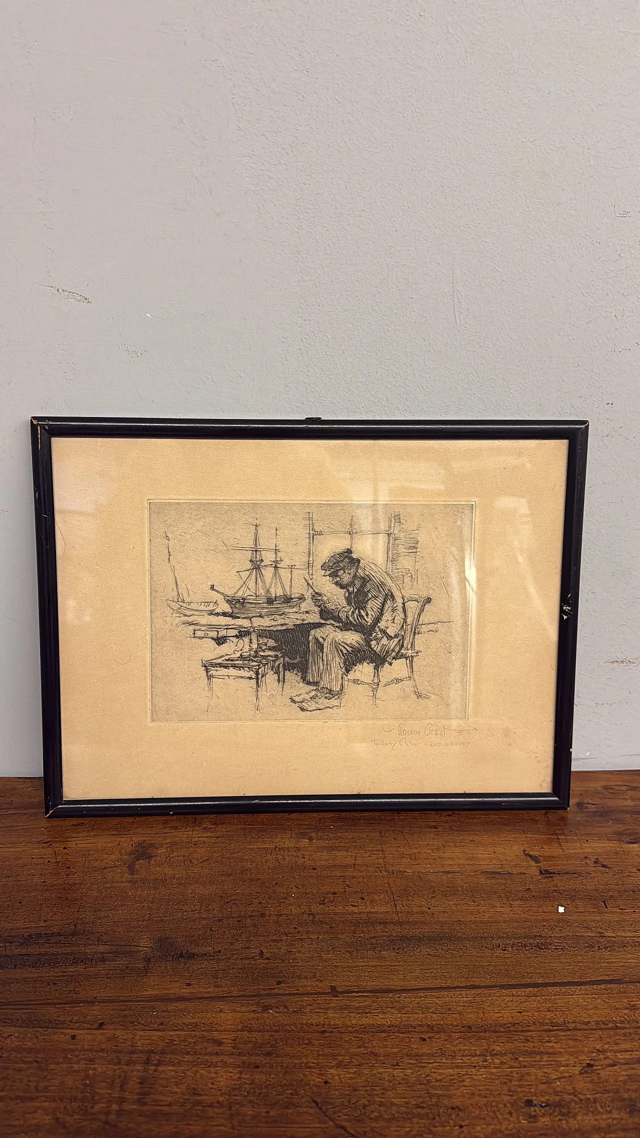 Incisione Gordon Grant personaggio al porto, 1927 2