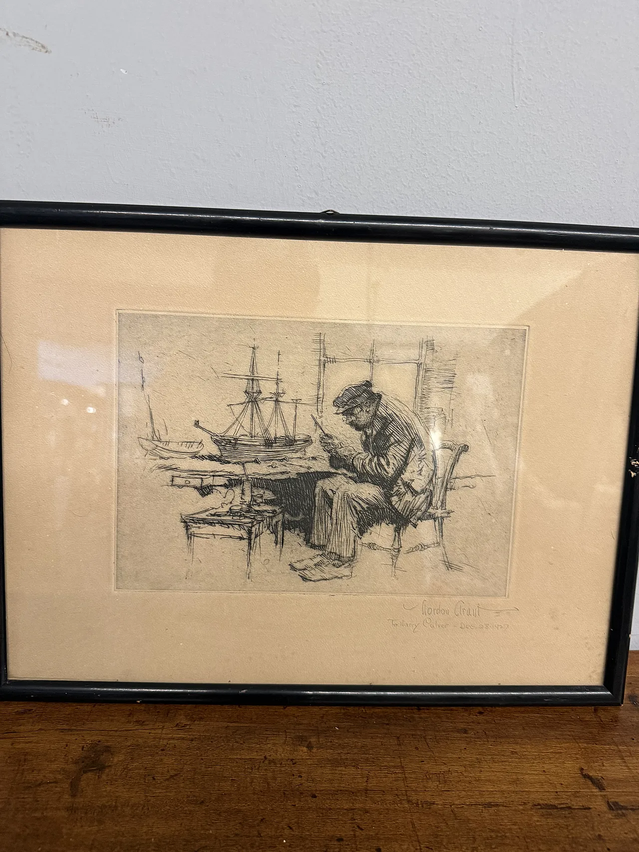 Incisione Gordon Grant personaggio al porto, 1927 4