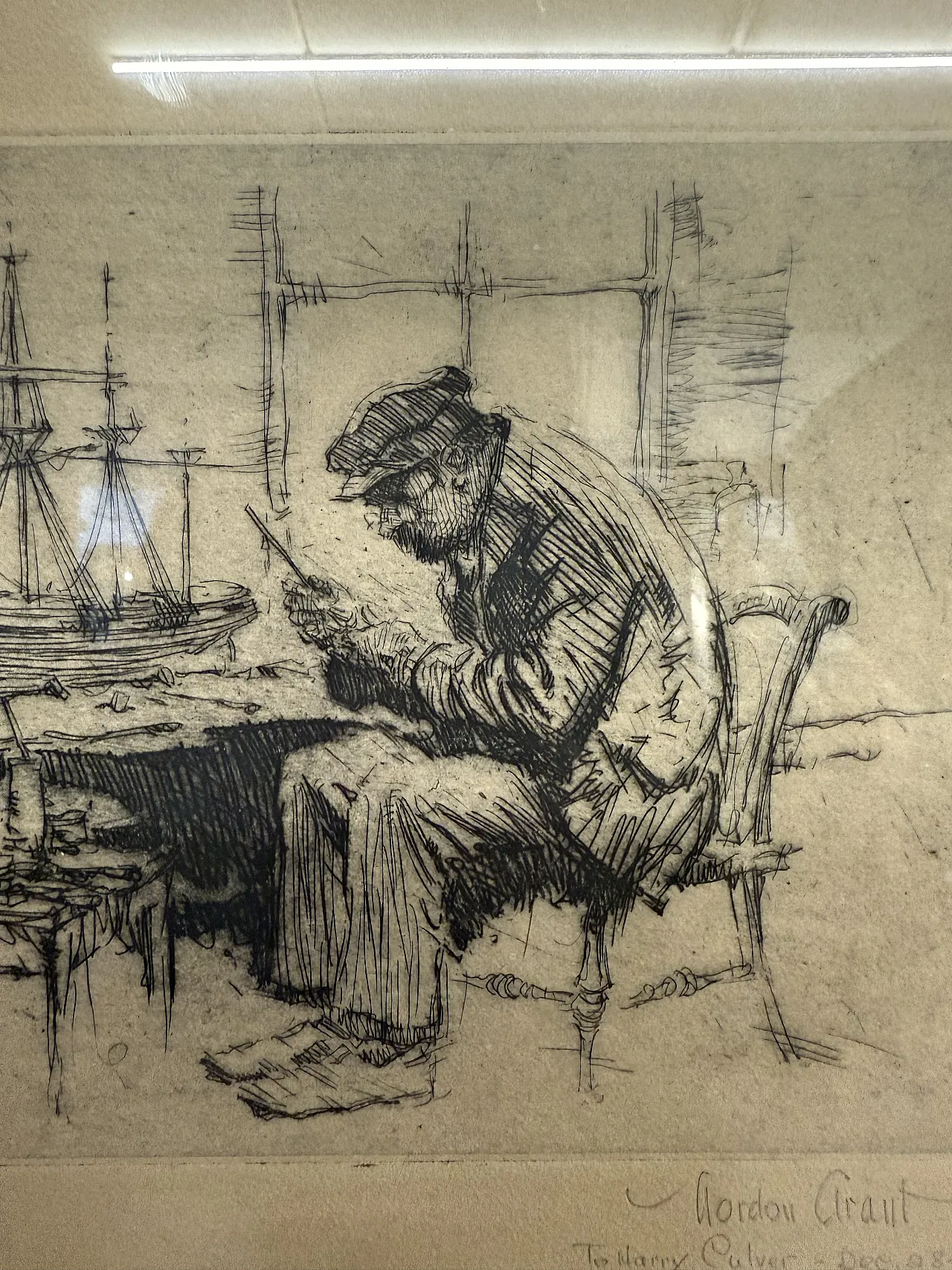 Incisione Gordon Grant personaggio al porto, 1927 5