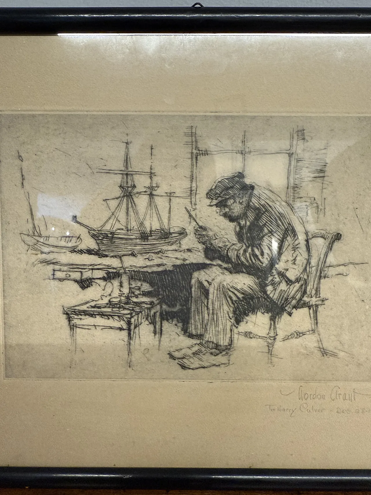 Incisione Gordon Grant personaggio al porto, 1927 7