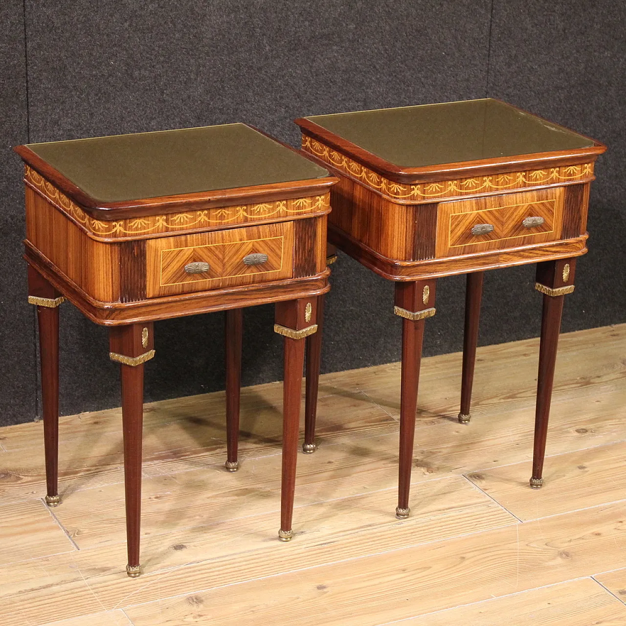 Pair of Italian bedside tables, 60s 1