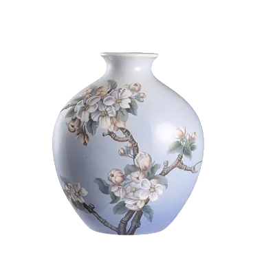Vaso in porcellana dipinta con decoro di rami di melo in fiore, '900