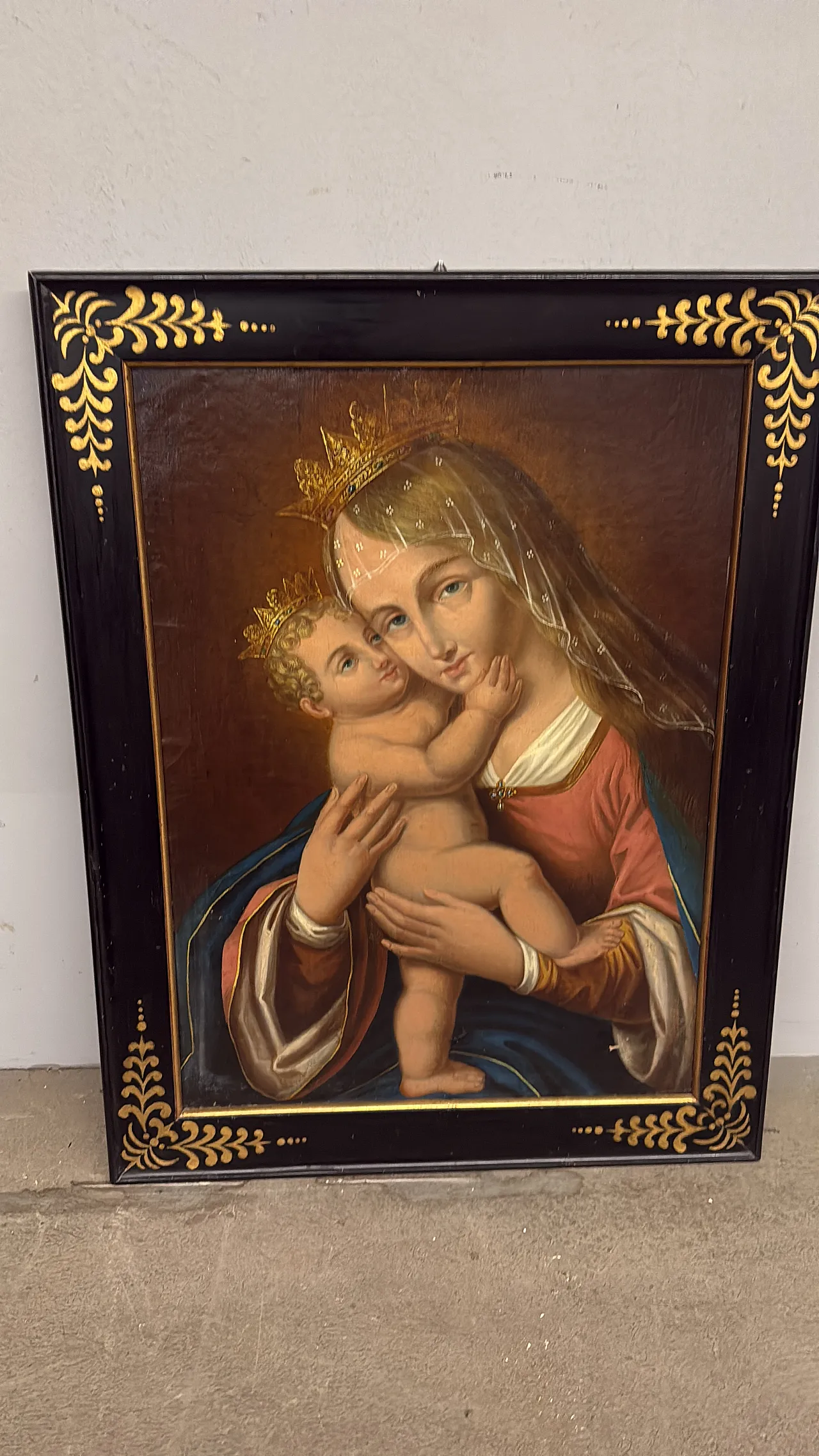 Ancient painting Virgin and Child, 19th century, 74x58cm 2
