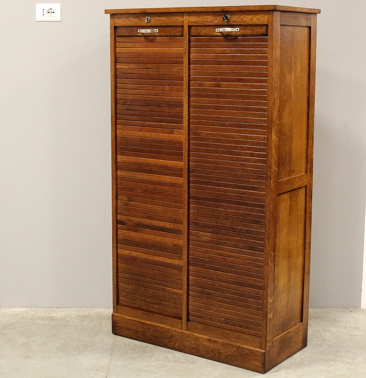 Classificatore serranda schedario archivio in rovere, primo '900 2