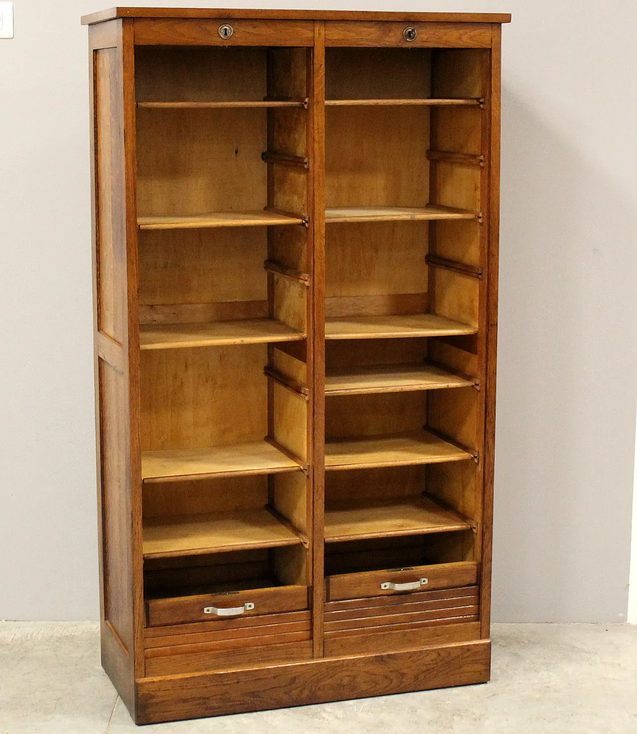 Classificatore serranda schedario archivio in rovere, primo '900 5