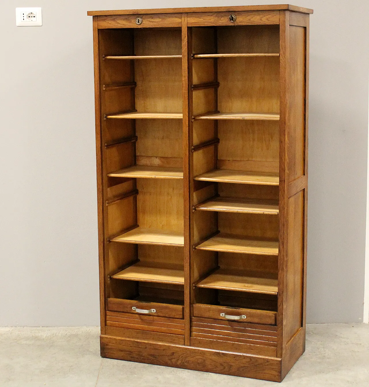 Classificatore serranda schedario archivio in rovere, primo '900 6