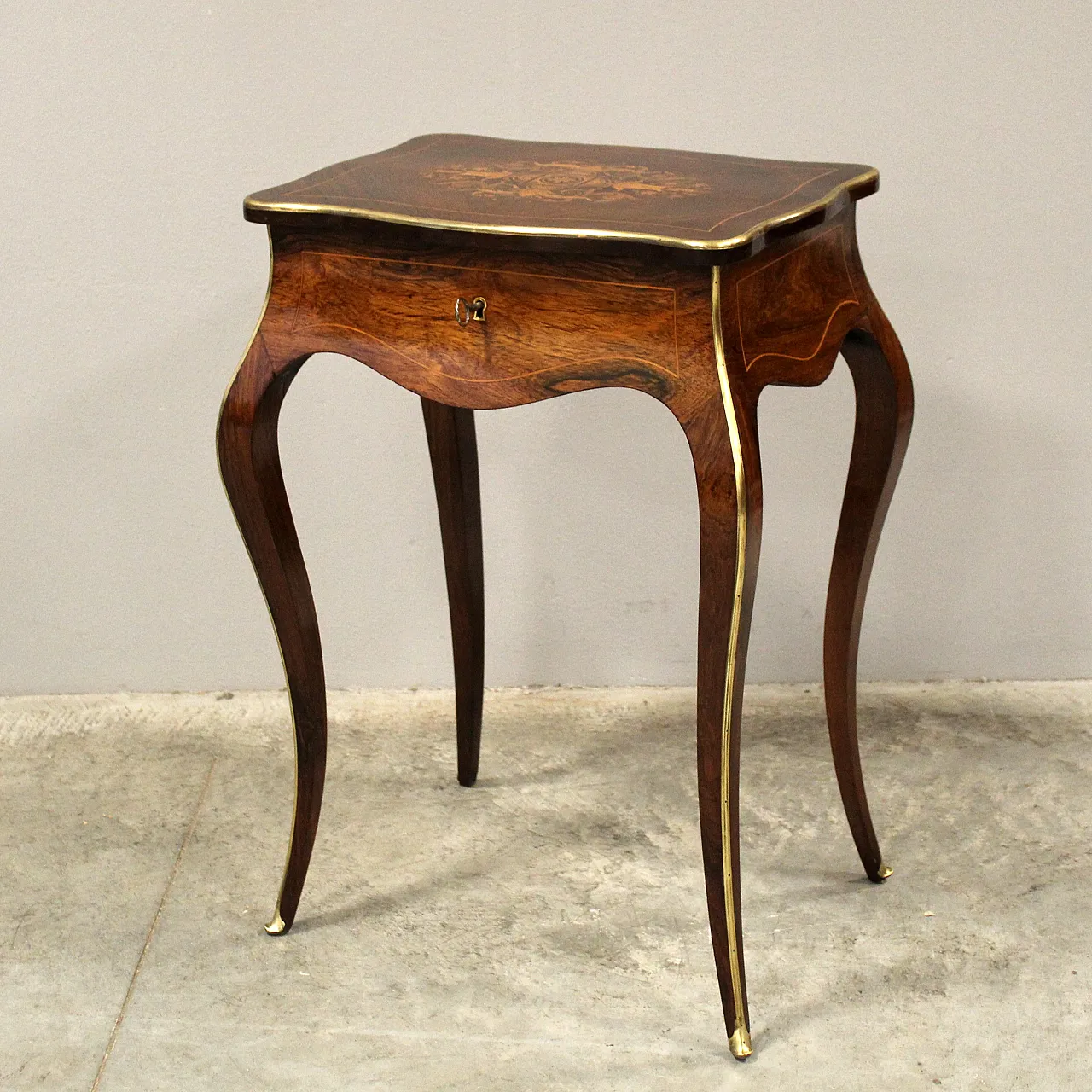 Tavolino in palissandro intarsiato Napoleone III '800 2