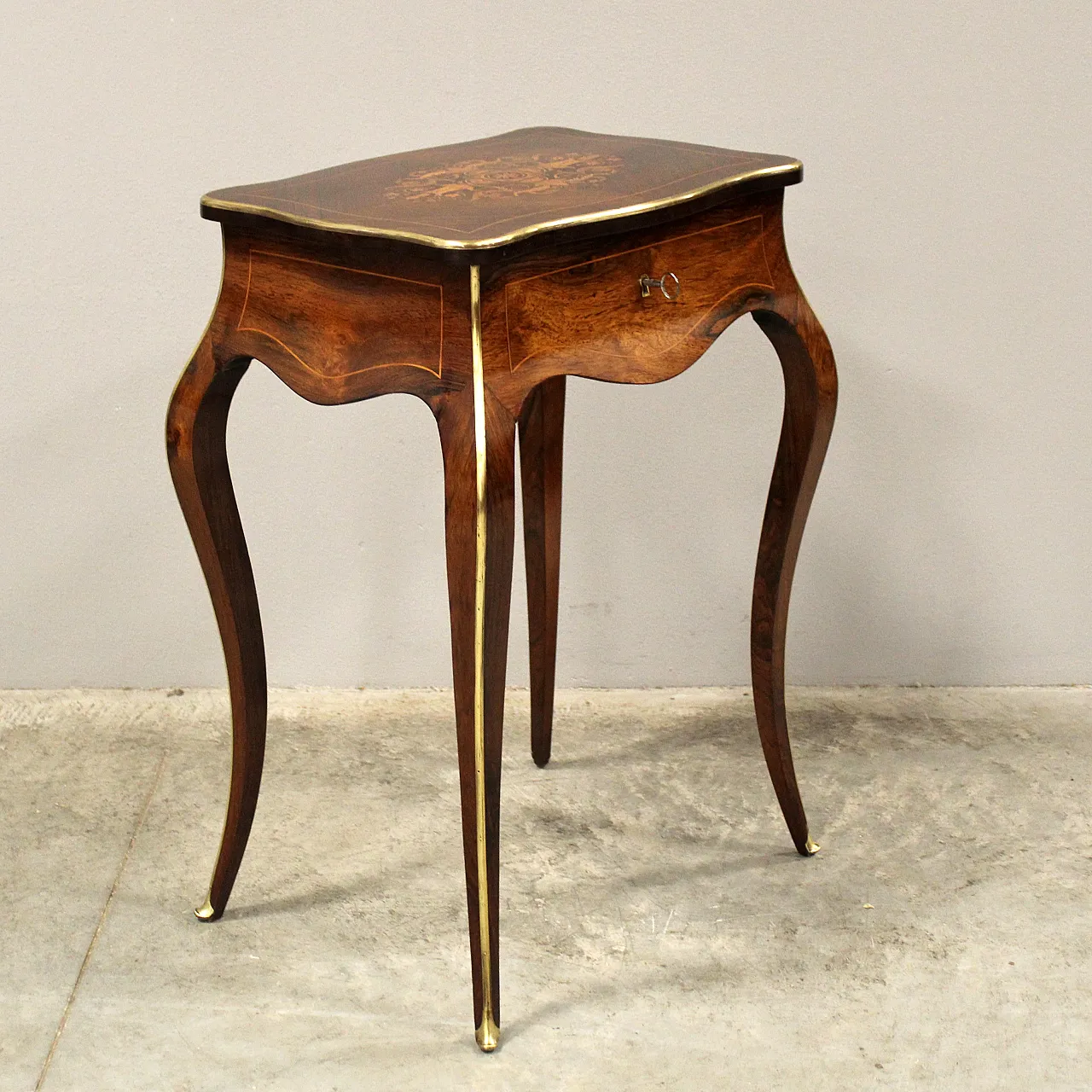 Tavolino in palissandro intarsiato Napoleone III '800 3