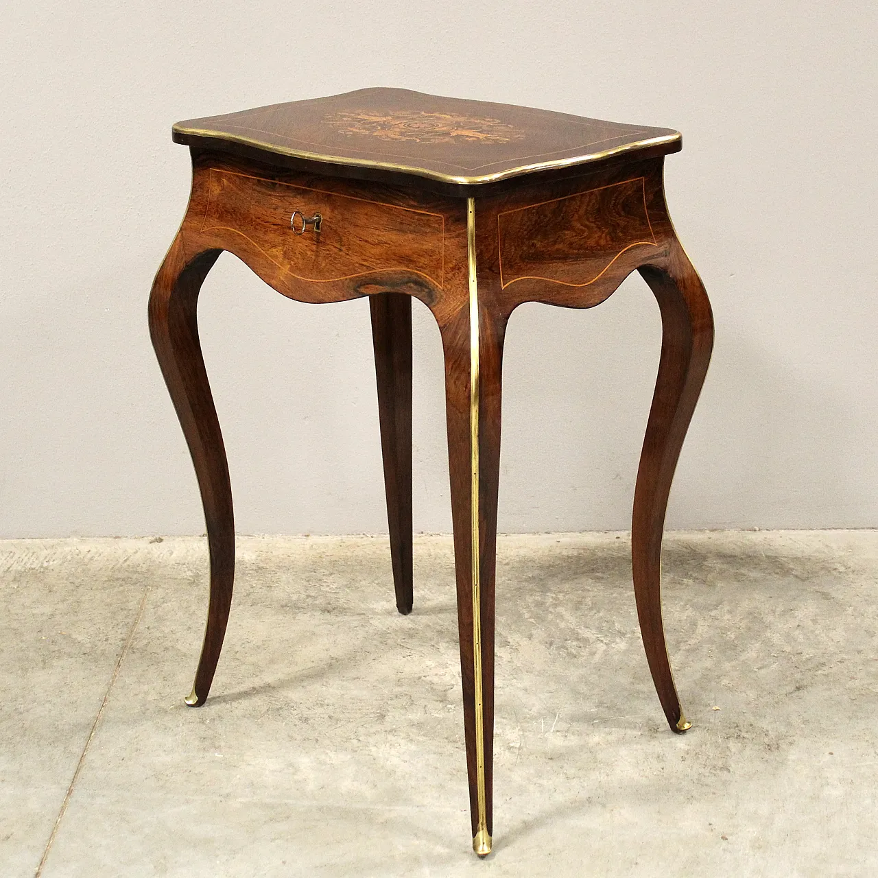 Tavolino in palissandro intarsiato Napoleone III '800 4