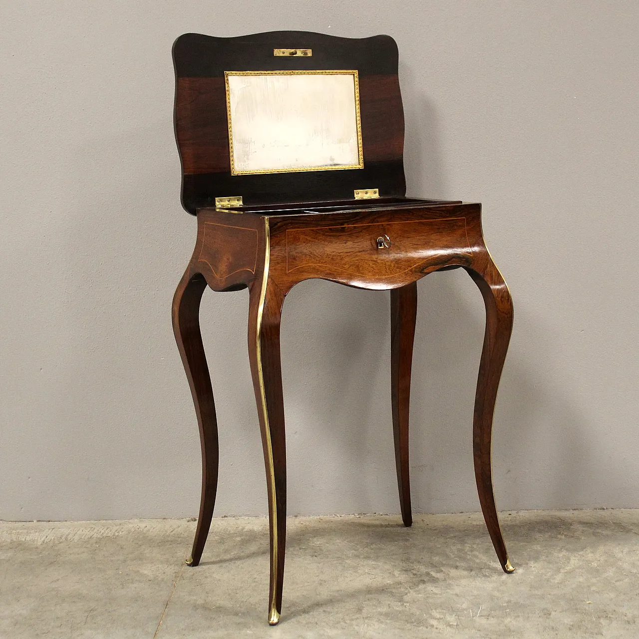 Tavolino in palissandro intarsiato Napoleone III '800 5