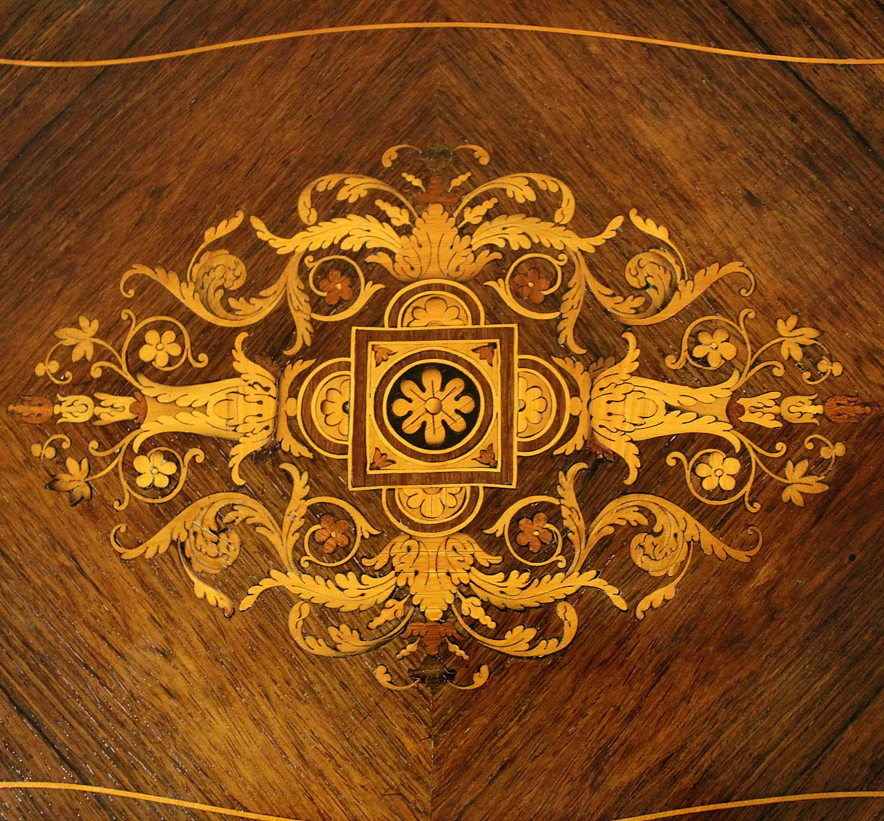 Tavolino in palissandro intarsiato Napoleone III '800 12