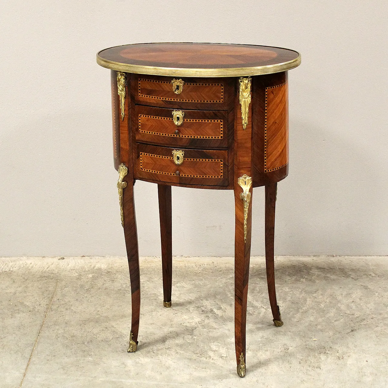 Tavolino intarsiato Napoleone III '800 1