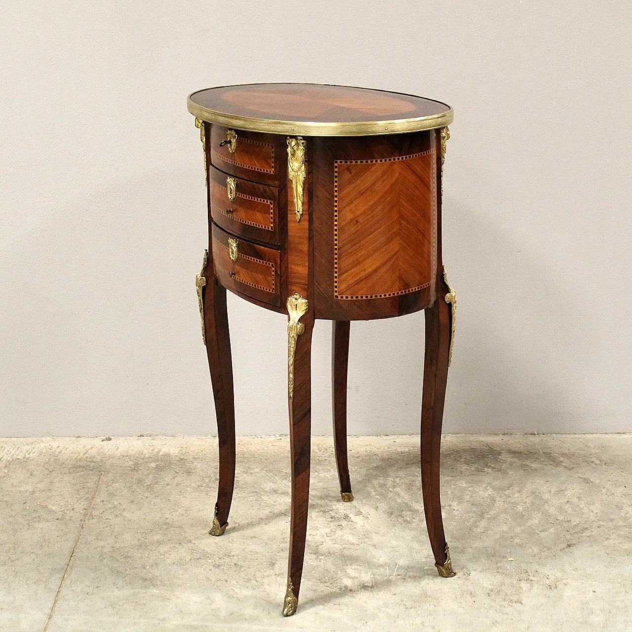 Tavolino intarsiato Napoleone III '800 3