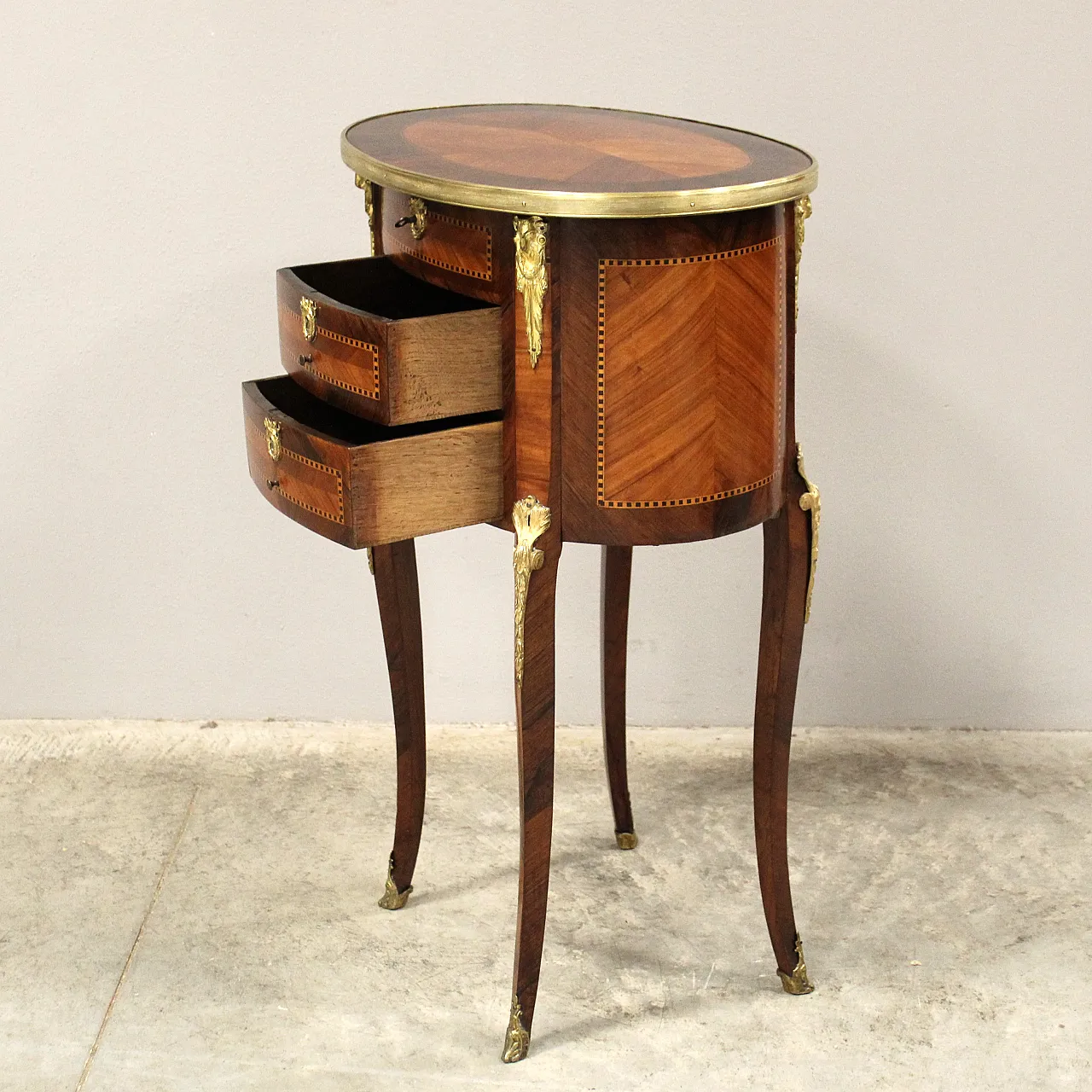 Tavolino intarsiato Napoleone III '800 5