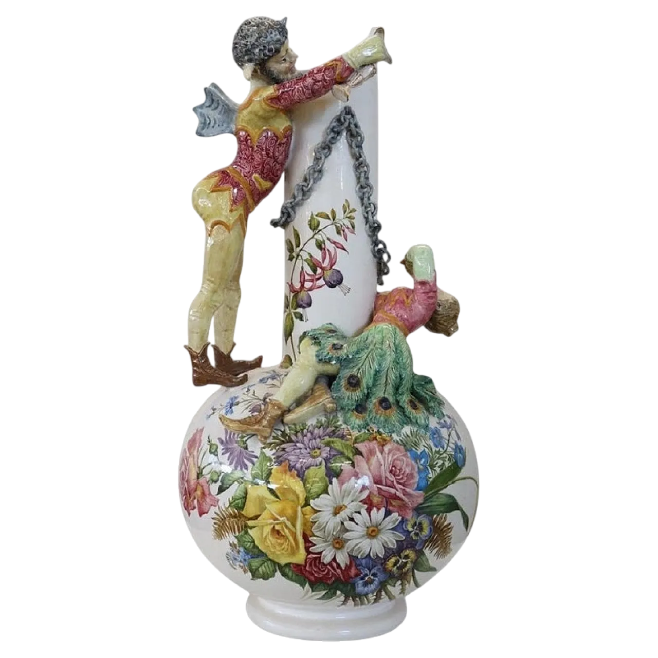 Vaso in ceramica con figure in rilievo, inizio '900 21