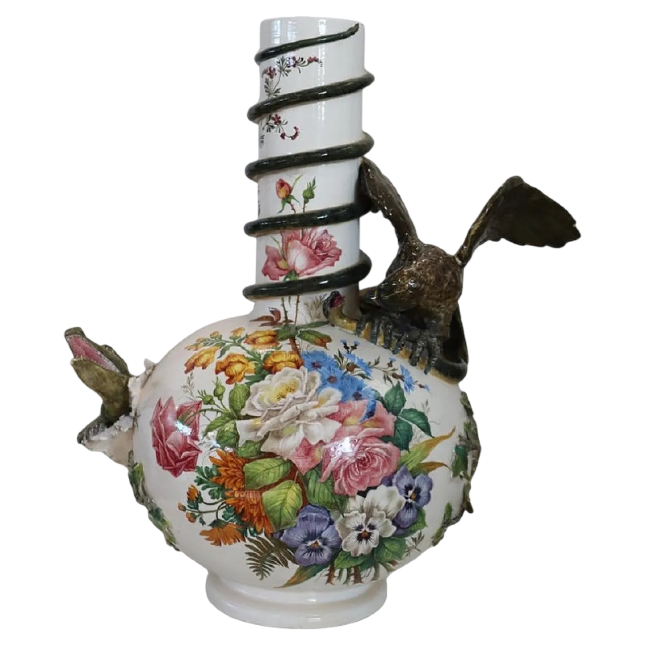 Vaso in ceramica con figure in rilievo, inizi '900 23