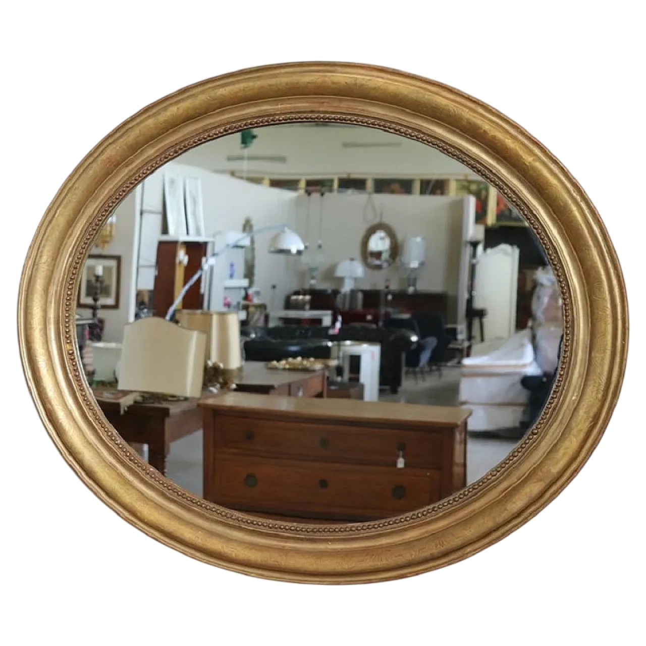 Specchiera ovale dorata, '800 14