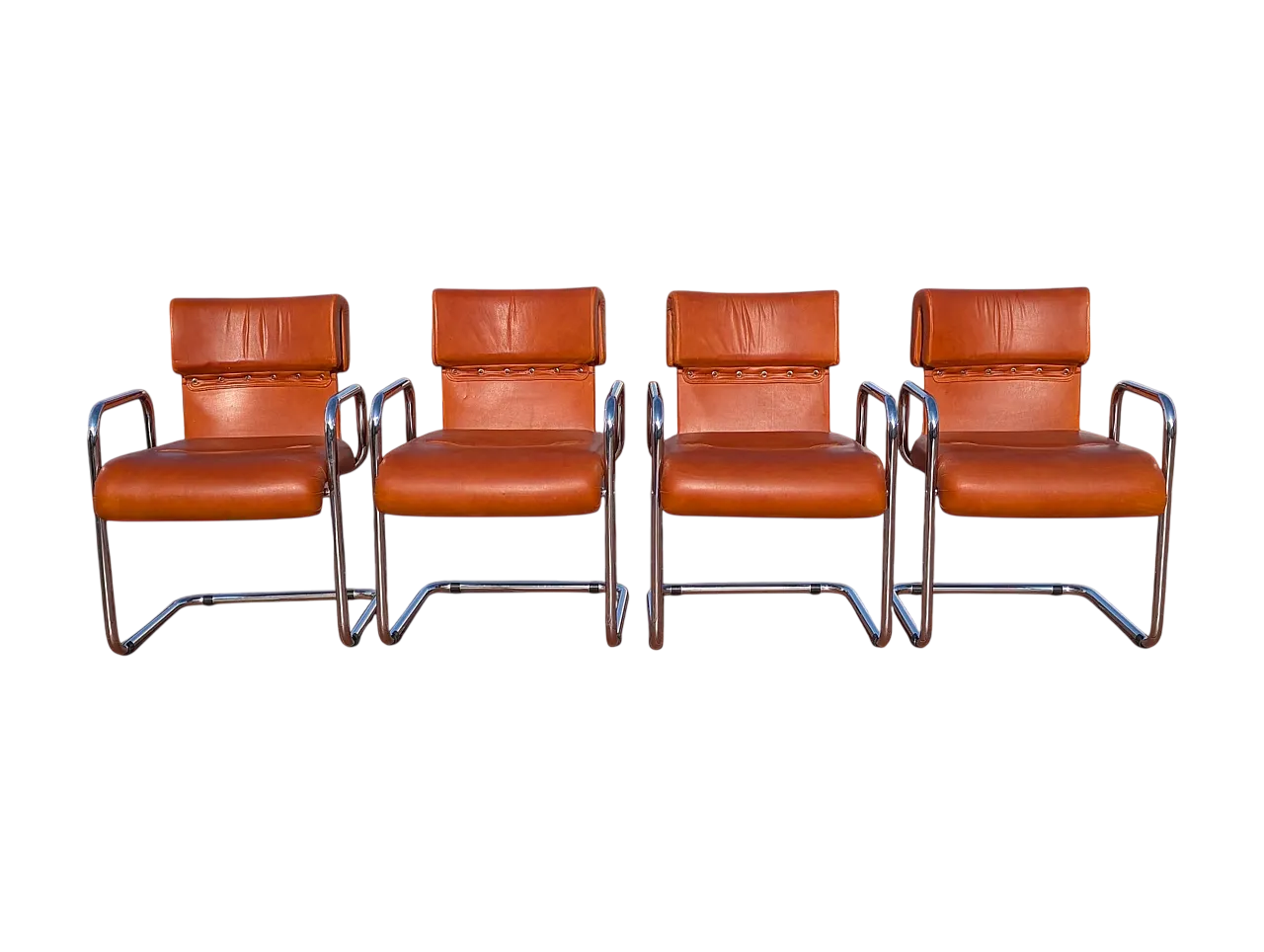 4 Tucroma leather chairs by Guido Faleschini, 1970s 9