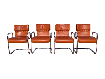 4 Tucroma leather chairs by Guido Faleschini, 1970s