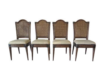 4 sedie con schienale in paglia di Vienna, anni '70