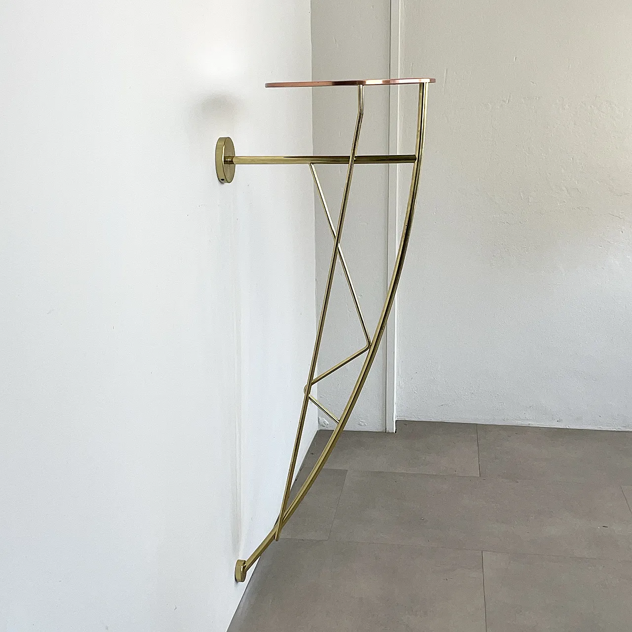 Hanging console in brass and copper produced by Driade, Italy, 1990s 5