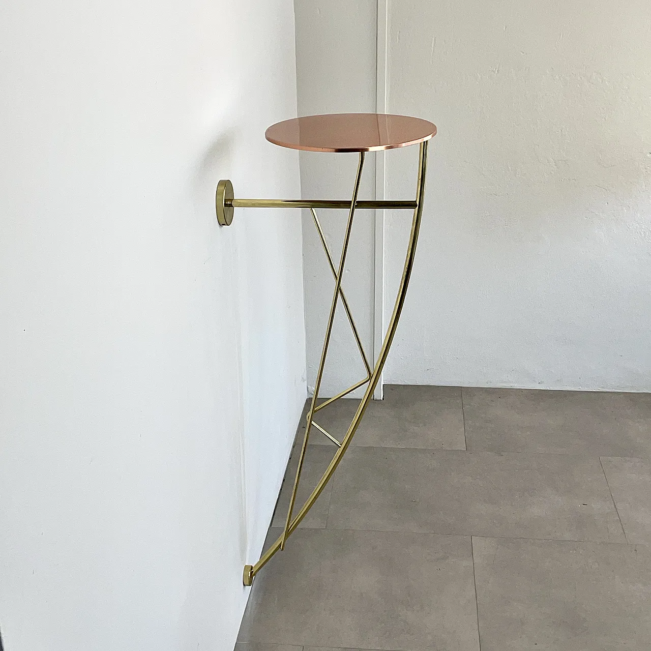 Hanging console in brass and copper produced by Driade, Italy, 1990s 6