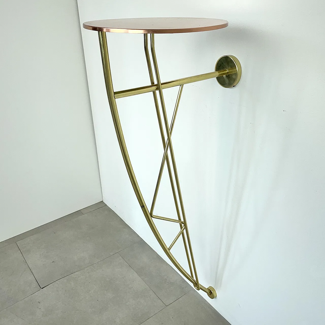 Hanging console in brass and copper produced by Driade, Italy, 1990s 9