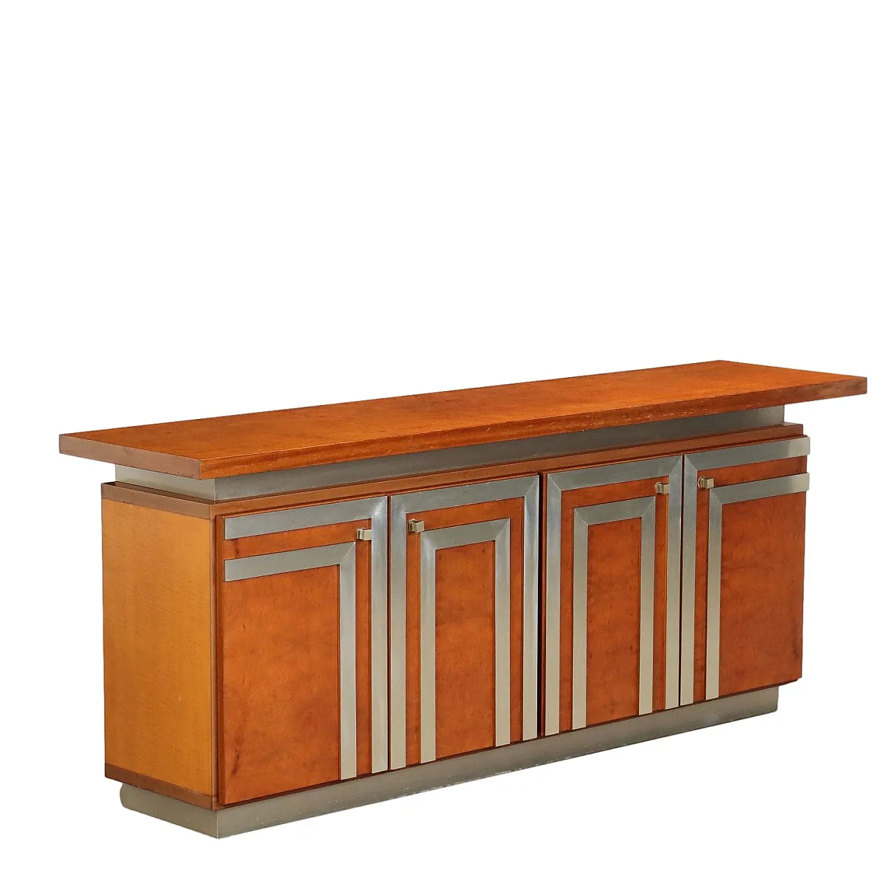 Walnut veneer and aluminium sideboard, late 20th century 1
