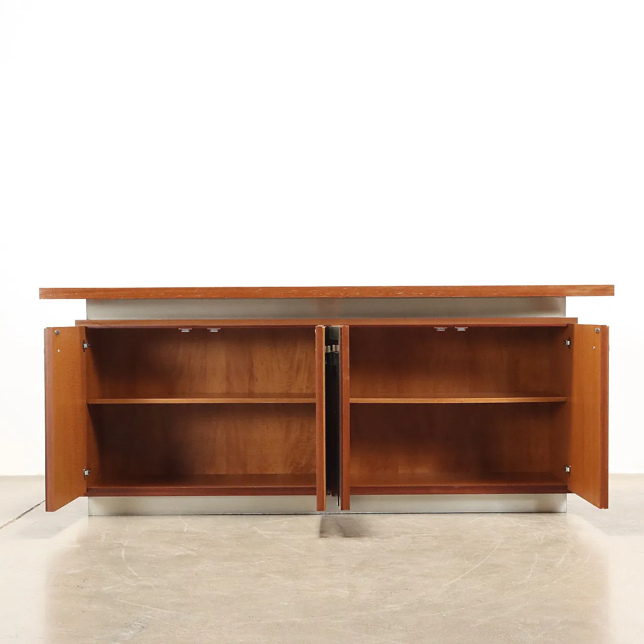 Walnut veneer and aluminium sideboard, late 20th century 3