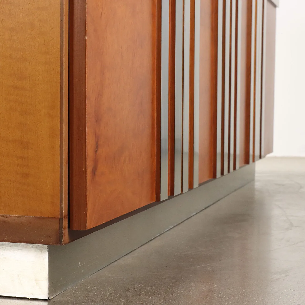 Walnut veneer and aluminium sideboard, late 20th century 8
