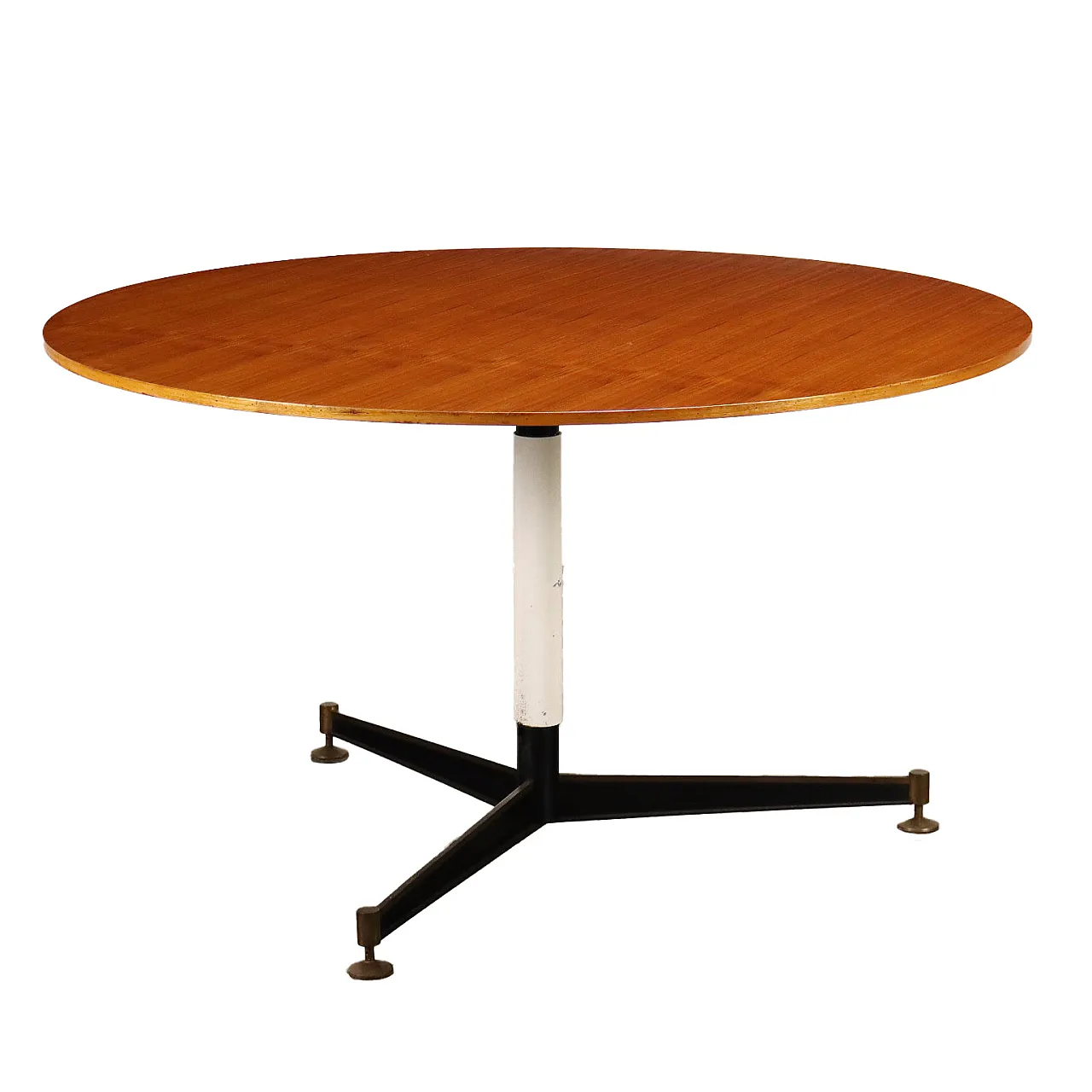 Round table with wooden top and metal base, 1960s 1