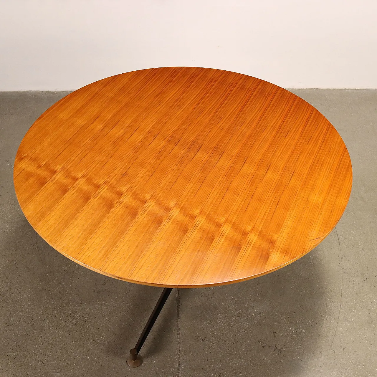 Round table with wooden top and metal base, 1960s 3