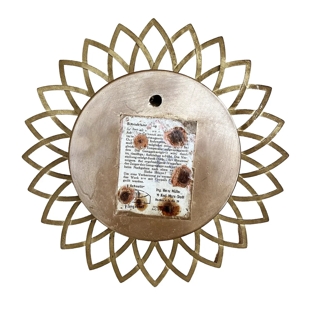 Mechanical sun hanging clock by Müller, 1960s 7