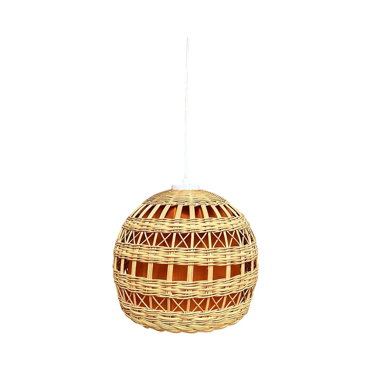 Ceiling lamp with wicker shade, 1960s 1