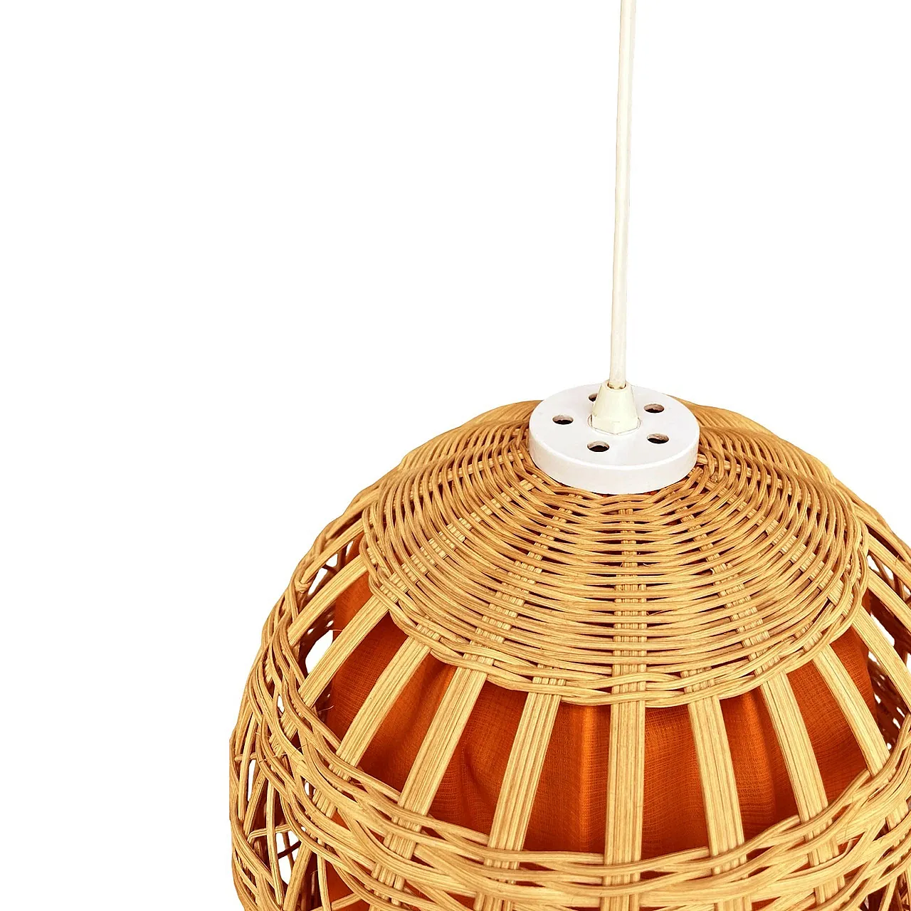 Ceiling lamp with wicker shade, 1960s 3