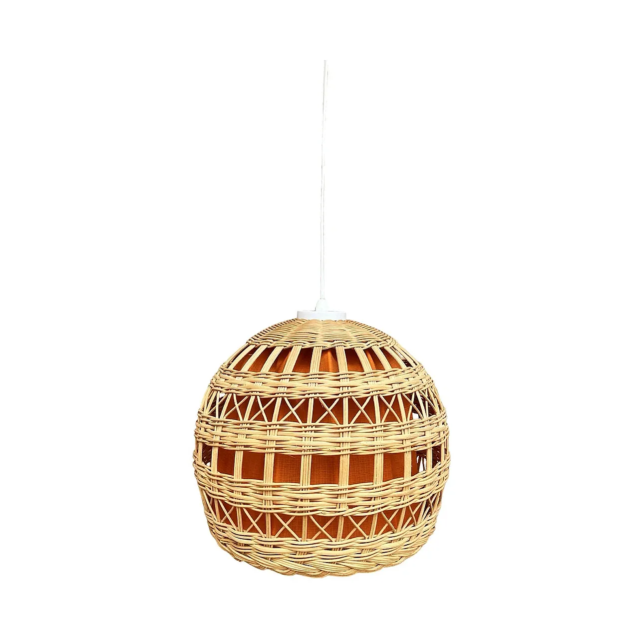 Ceiling lamp with wicker shade, 1960s 4