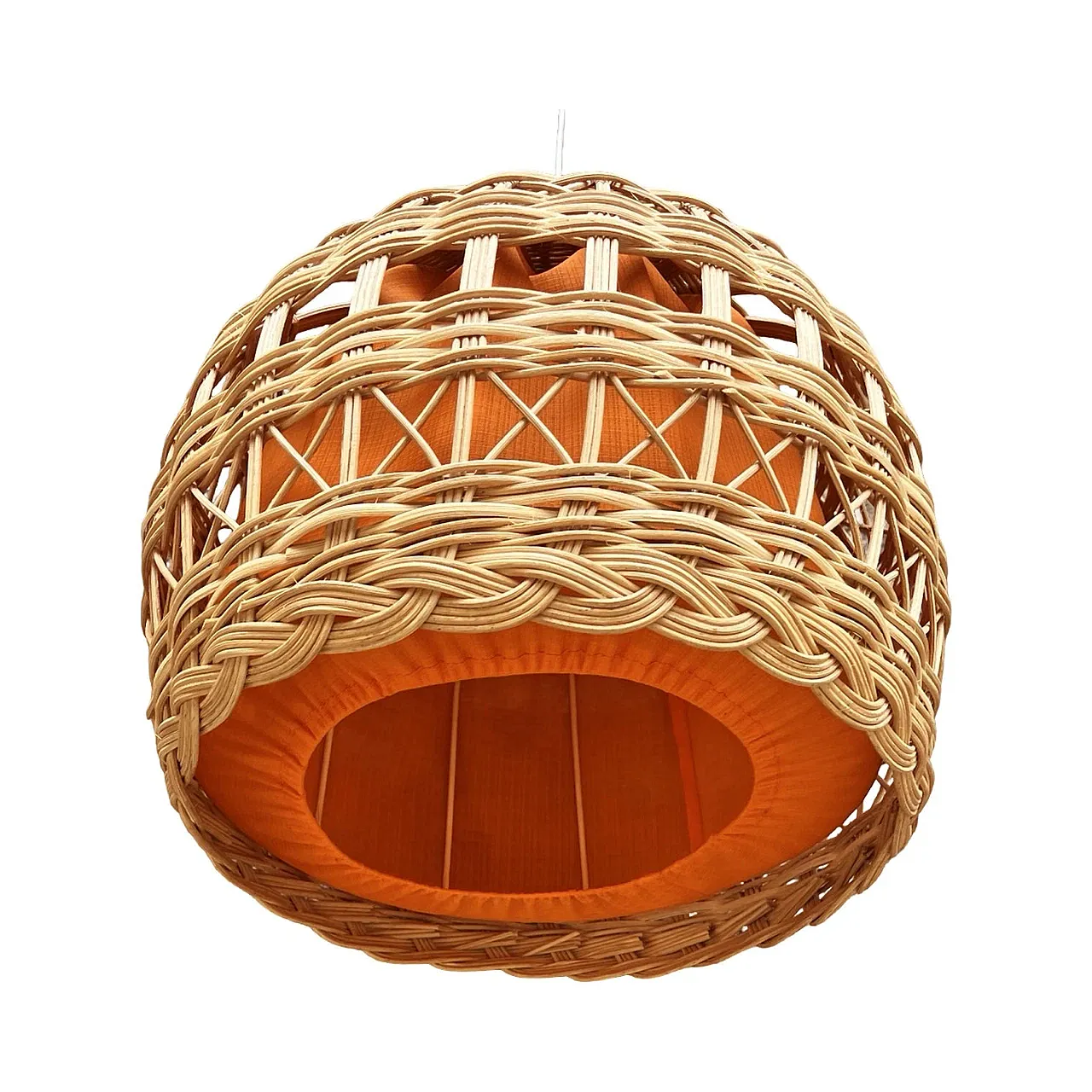 Ceiling lamp with wicker shade, 1960s 5