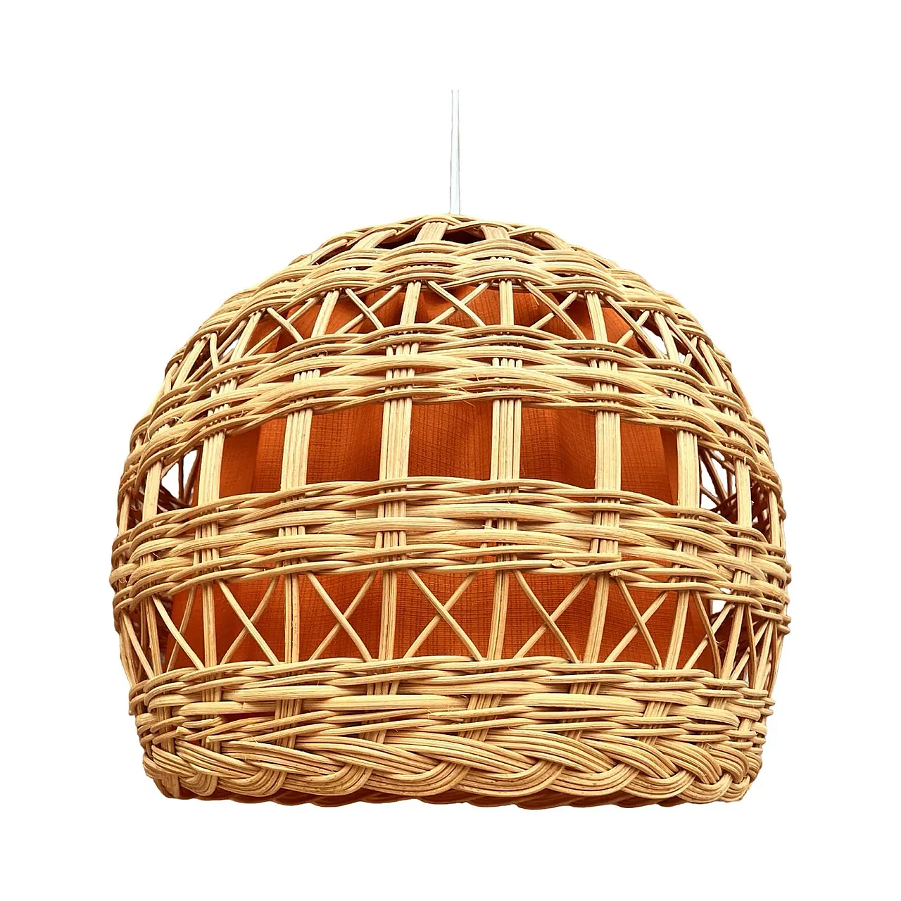 Ceiling lamp with wicker shade, 1960s 6