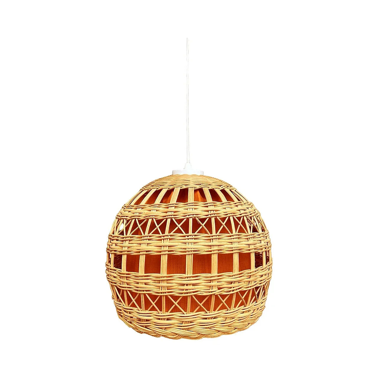 Ceiling lamp with wicker shade, 1960s 7
