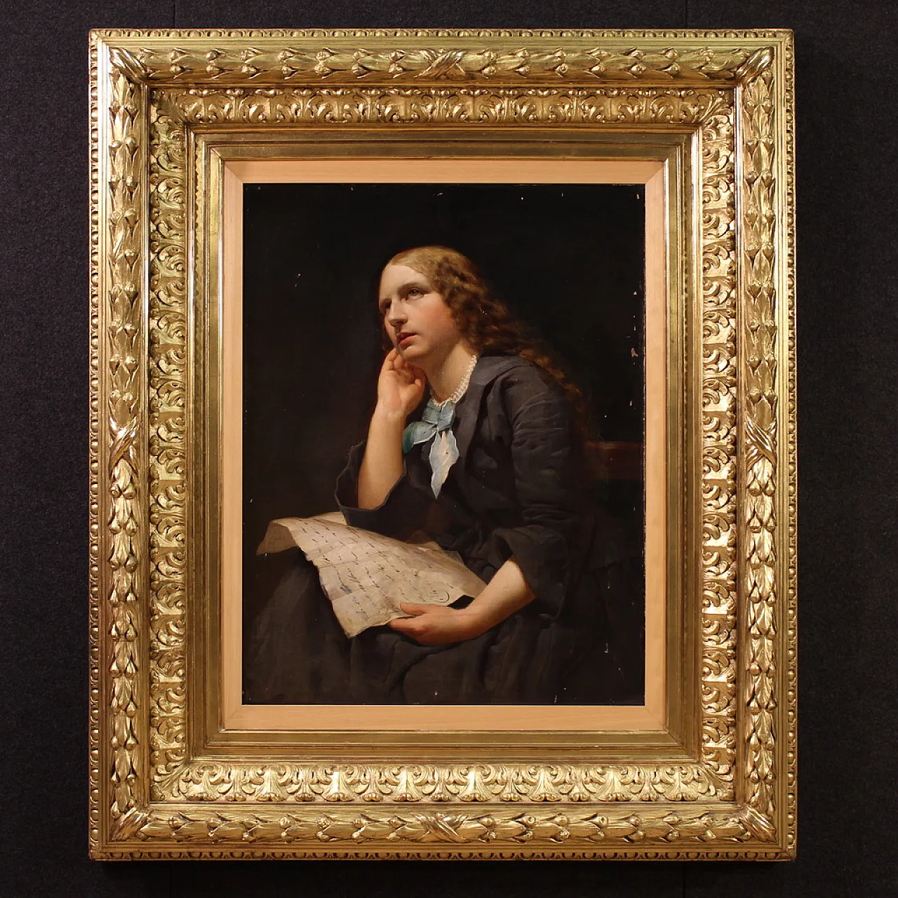 Portrait of a lady, oil on canvas 19th century 1